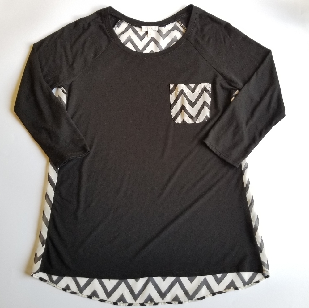 C. Wonder 3/4 Sleeve Mixed Media Top S